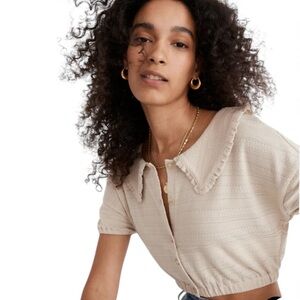 Madewell Ruffle-Collared Crop Top - XXS
